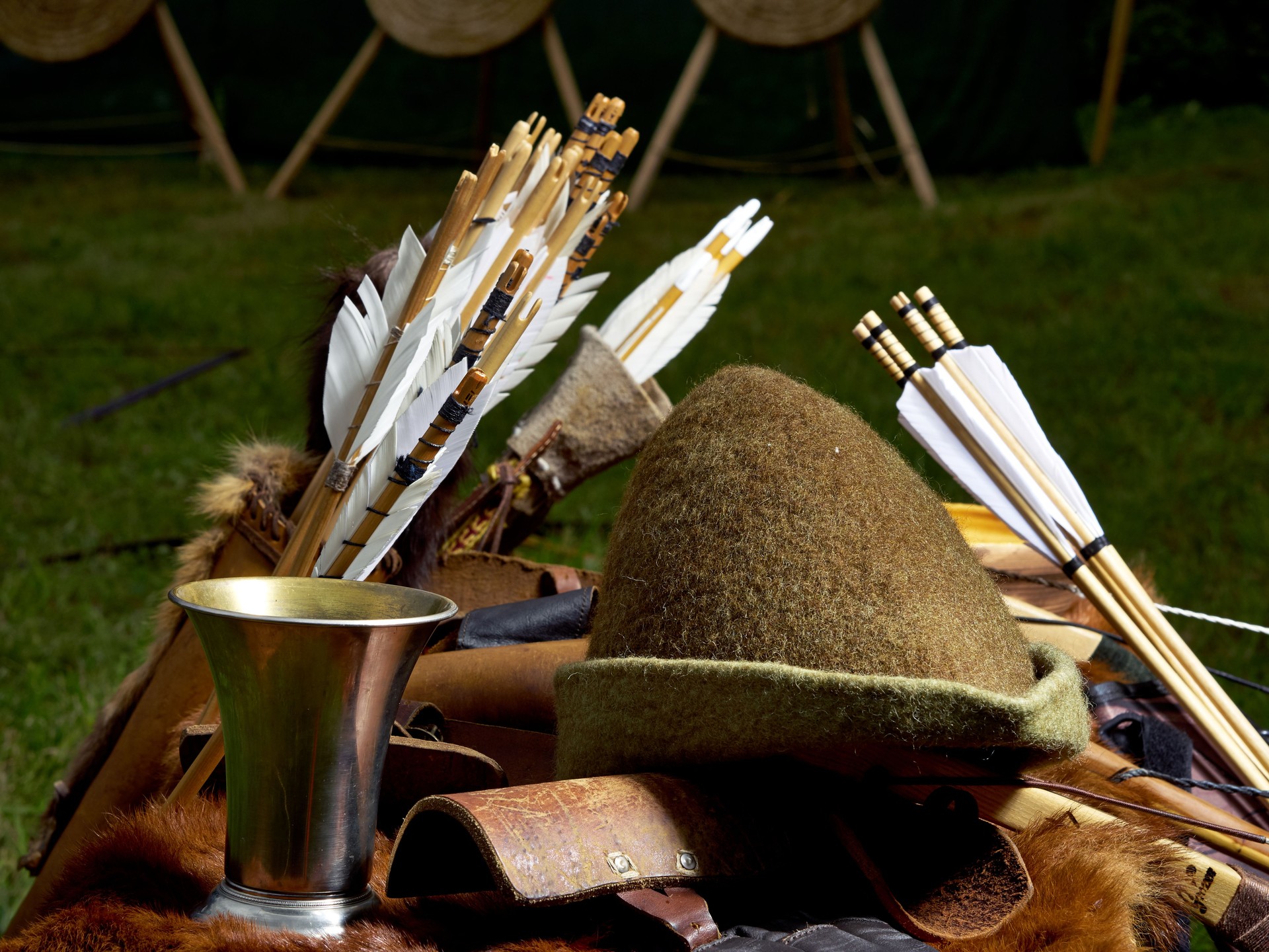 Old medieval bow and arrows